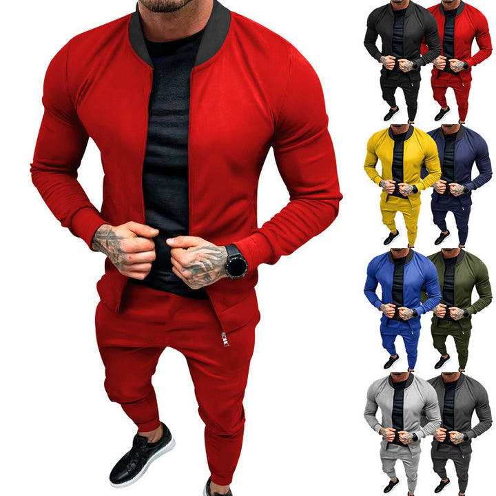 Herren nan sportlicher Freizeit-Trainingsanzug mit taillierter Bomberjacke und konisch zulaufender Jogginghose aus elastischer Baumwollmischung Drune