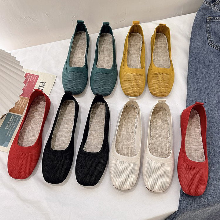 Damen Bequeme Slip-On Ballerinas mit atmungsaktiver Obermaterialstruktur Drune