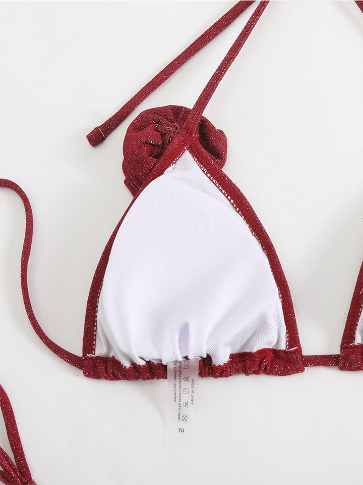 Damen Glitzernder Triangel-Bikini mit elegantem Wickelrock Drune