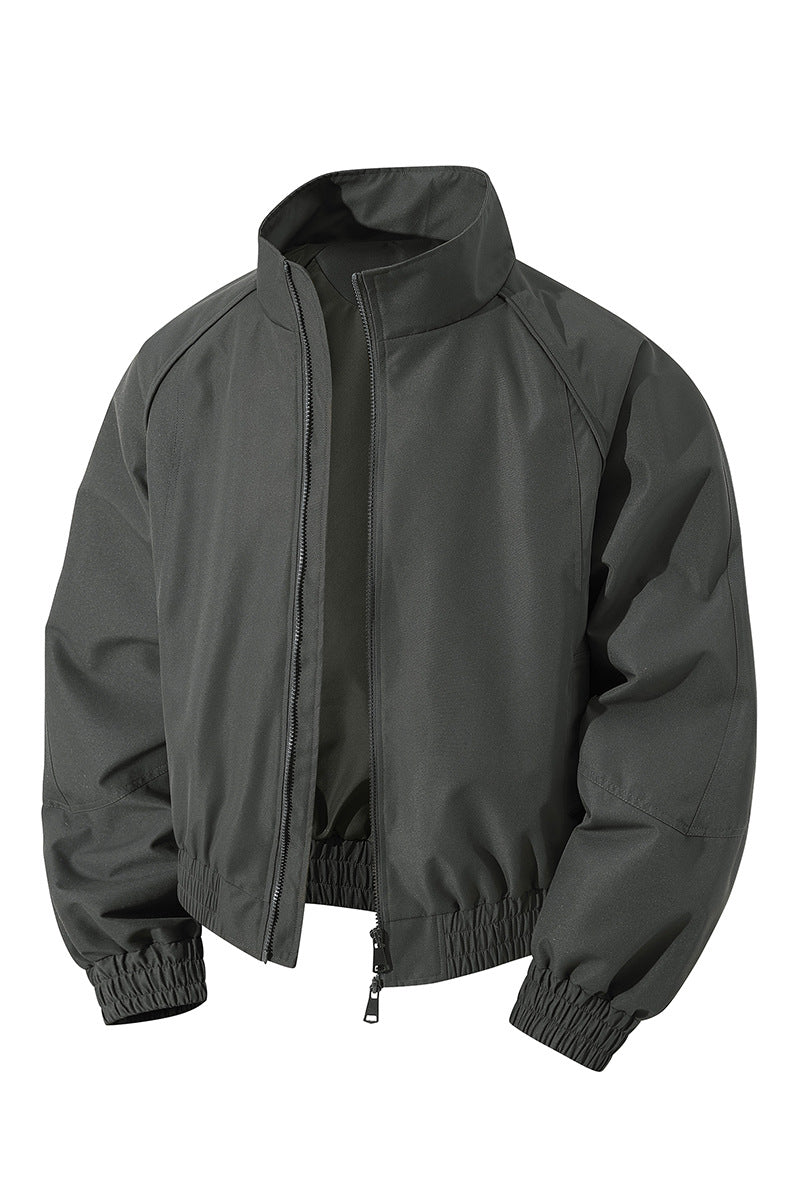 Herren leichter Windblouson mit hochgeschlossenem Kragen, zweiwege-reißverschluss und elastischem Kordelbund Drune