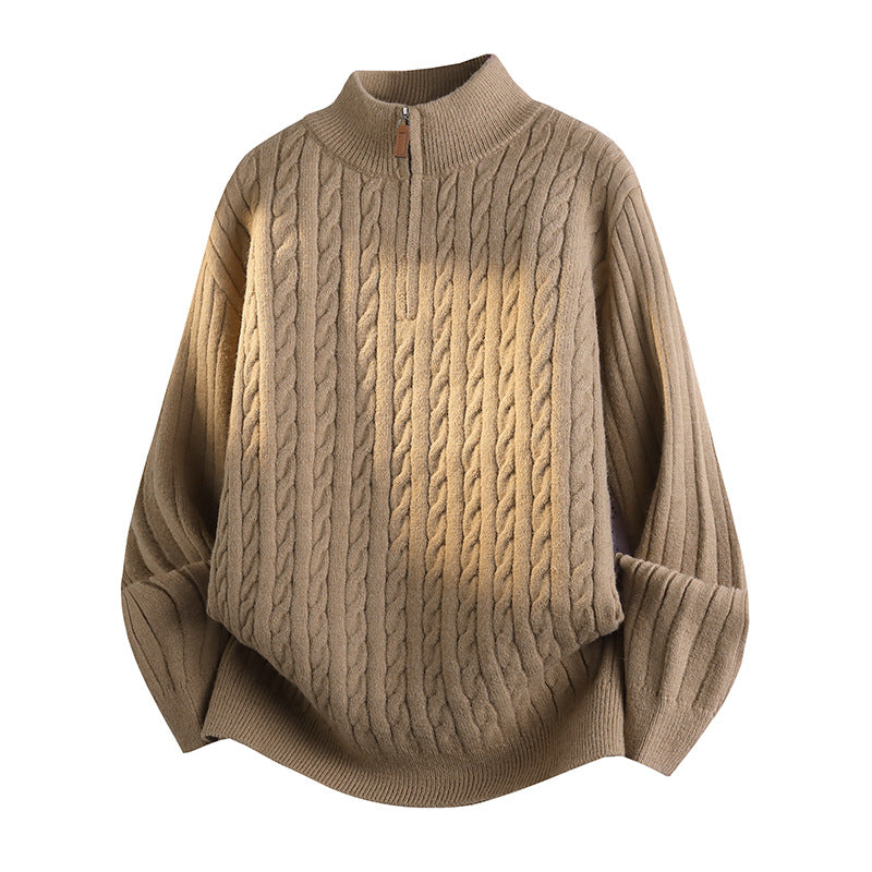 Damen Modischer Strickpullover mit Stehkragen und Reißverschluss Drune