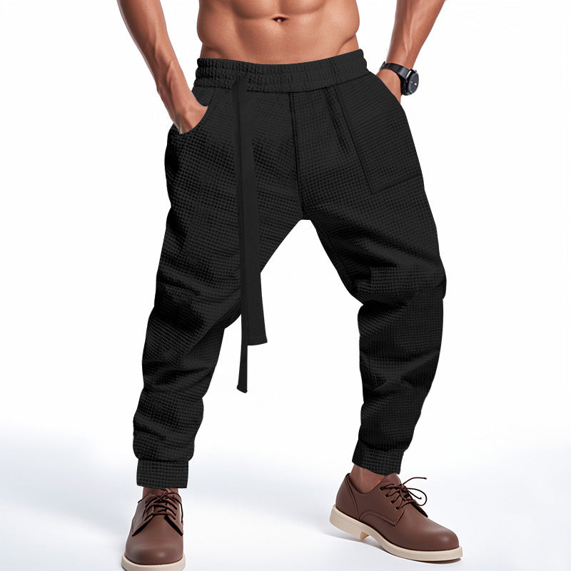 Herren Bequeme Waffelstruktur Jogginghose mit Kordelzug Drune