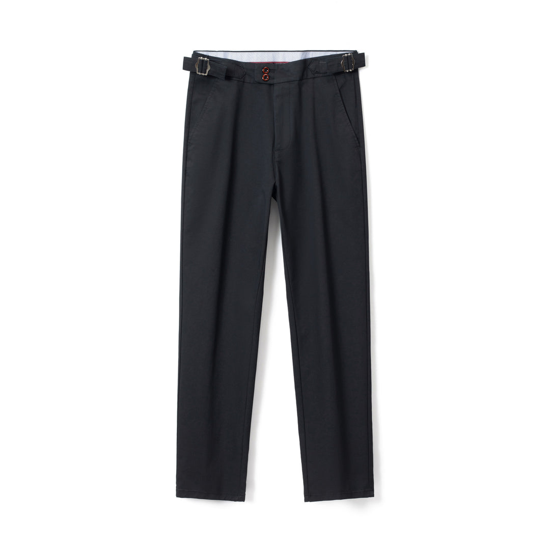 Herren Konische Chinohose mit seitlichen Taillenverstellern & schlanker Bundfalte Drune