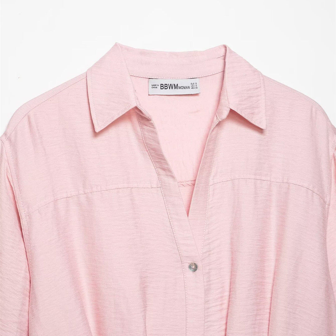 Damen kurzärmlige Bluse mit lässigem Schnitt und stylischem Kragen Drune