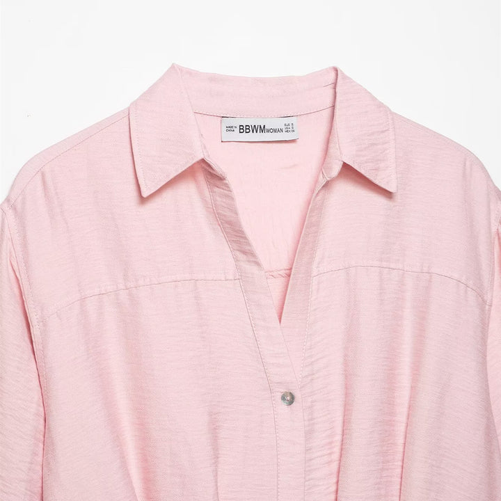 Damen kurzärmlige Bluse mit lässigem Schnitt und stylischem Kragen Drune