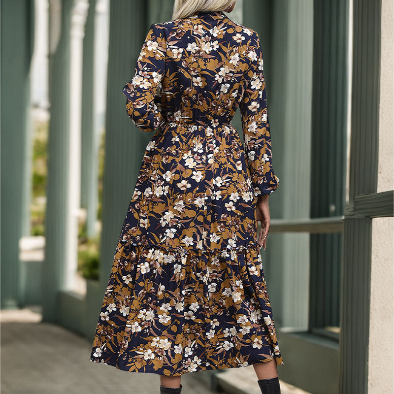Damen Midikleid mit floralem Design und eleganter Taillierung Drune