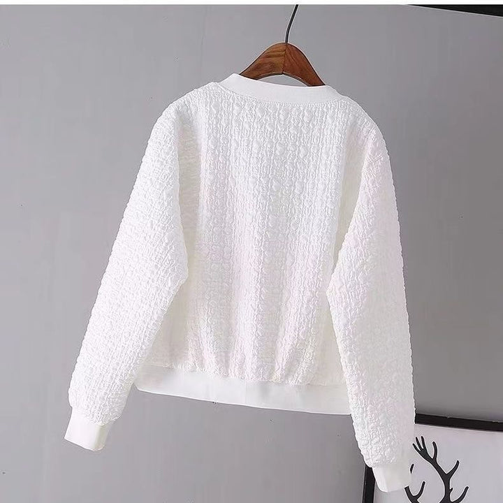 Damen Modische Boucle-Jacke mit Reißverschluss Drune