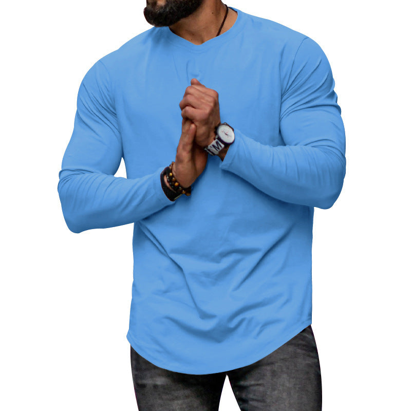 Herren Langarmshirt mit verlängertem Rundsaum und schmalem Schnitt aus elastischem Funktionsjersey Drune