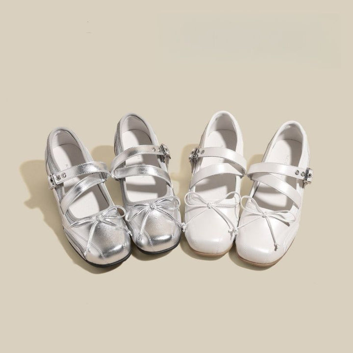 Damen Bequeme Mary-Jane-Ballerinas mit verstellbarem Schnallenriemen und rutschfester Gummisohle Drune