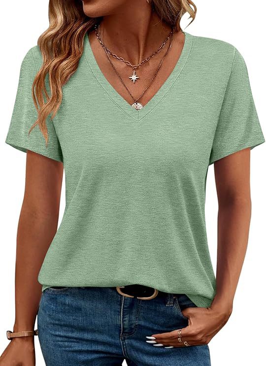 Damen V-Ausschnitt T-Shirt aus weichem Single Jersey Drune