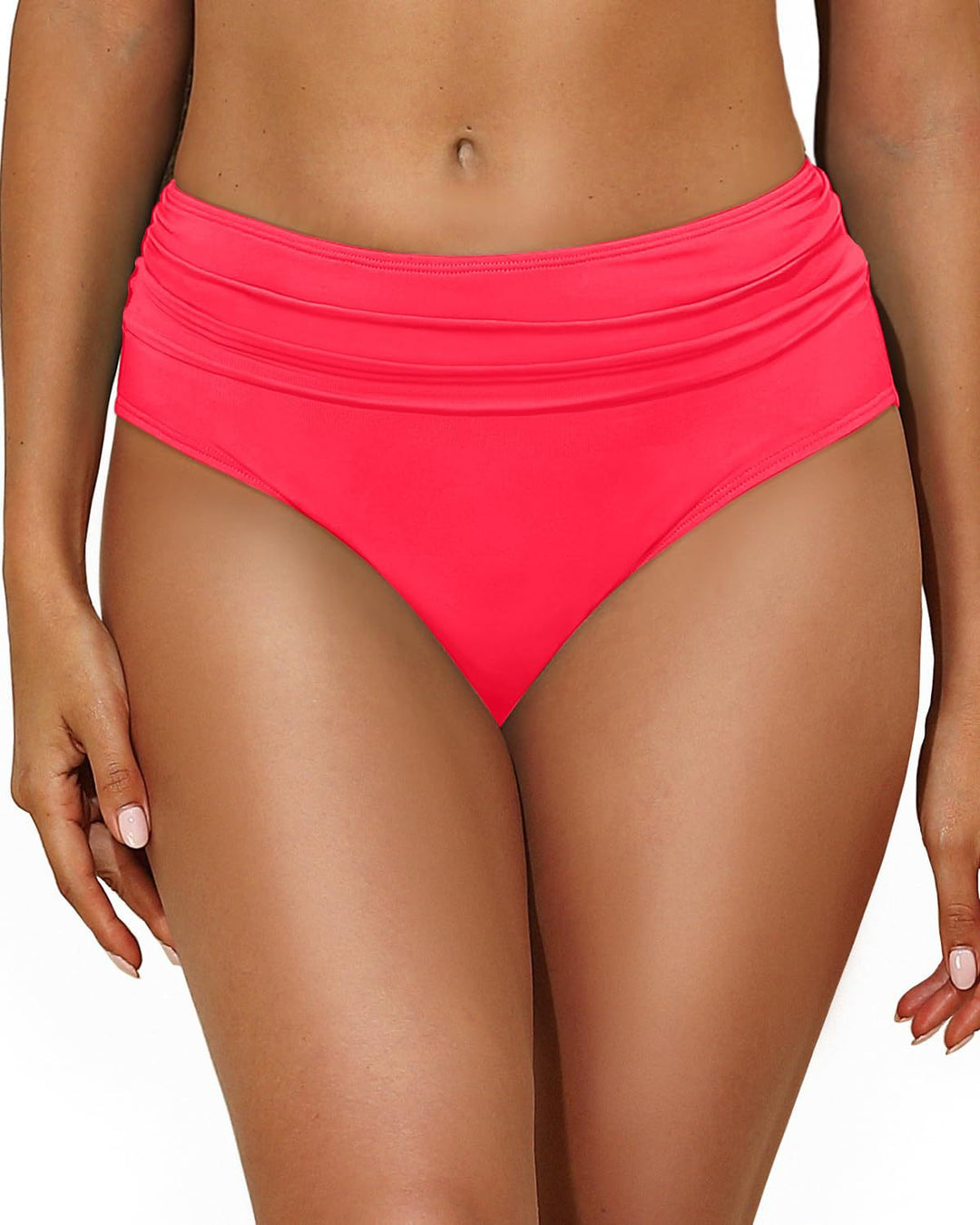 Damen Hochtaillierte Bikinihose mit eleganter Raffung Drune