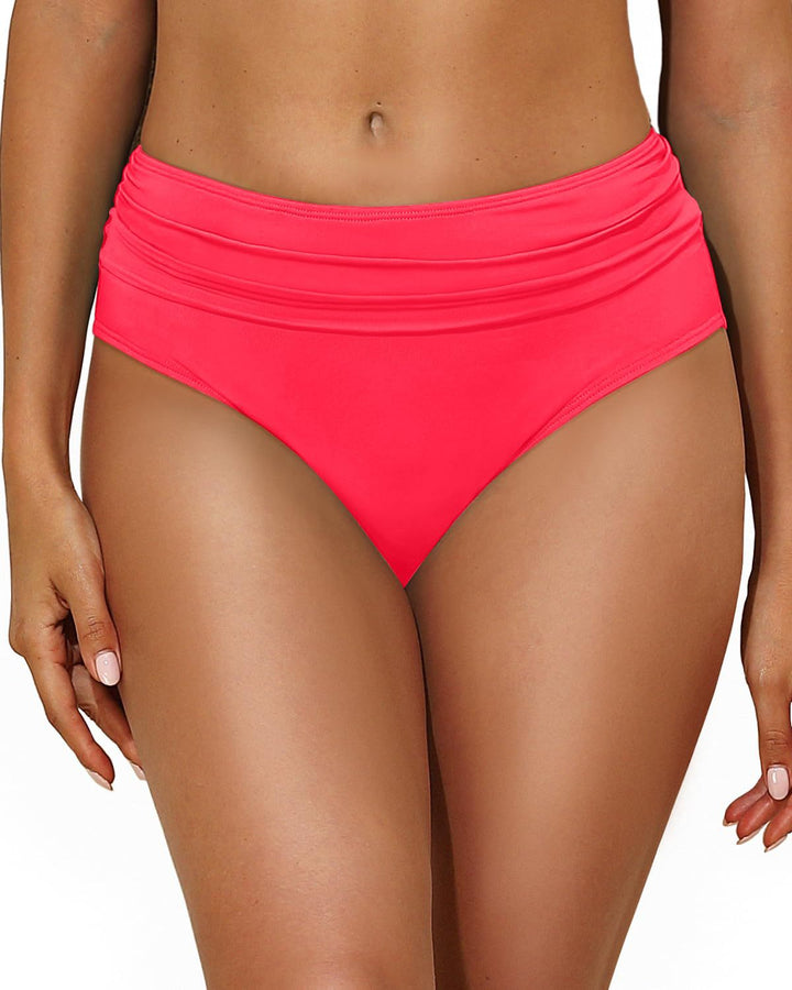 Damen Hochtaillierte Bikinihose mit eleganter Raffung Drune