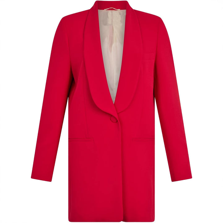 Damen Tailliertes Blazerkleid mit Schalkragen und Ein-Knopf-Verschluss Drune