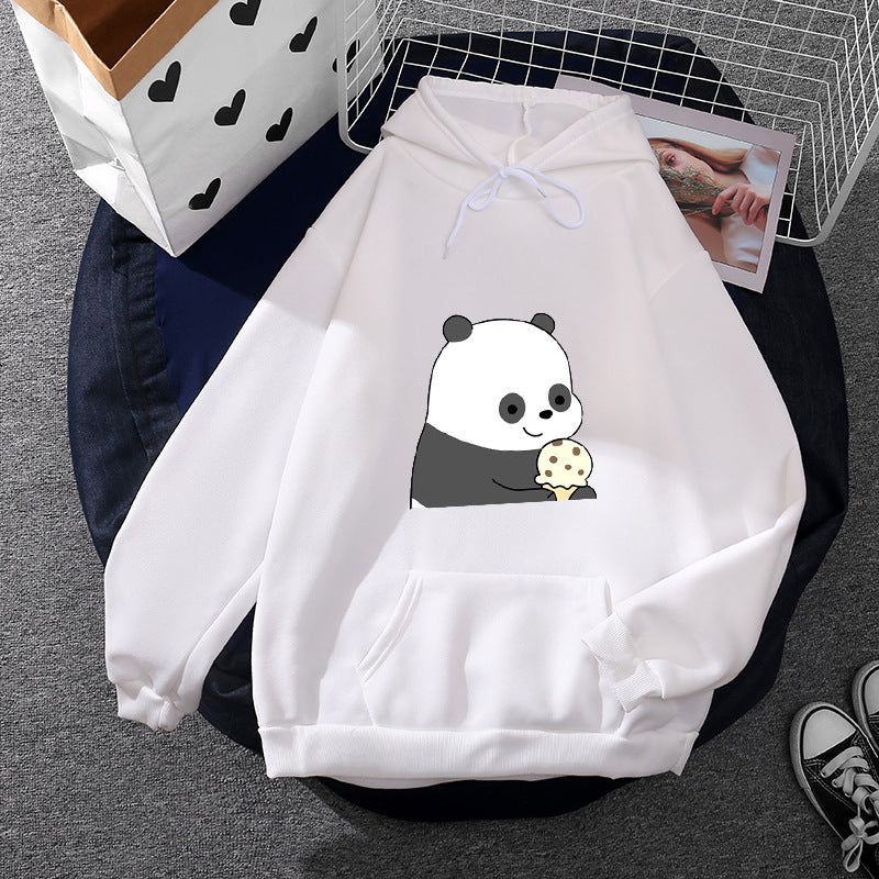 Damen nan oversized Kapuzenpullover im Streetstyle mit weichem Fleece-Innenfutter, Kängurutasche und farbenfrohem Cartoon-Katzen-Planet-Print Drune