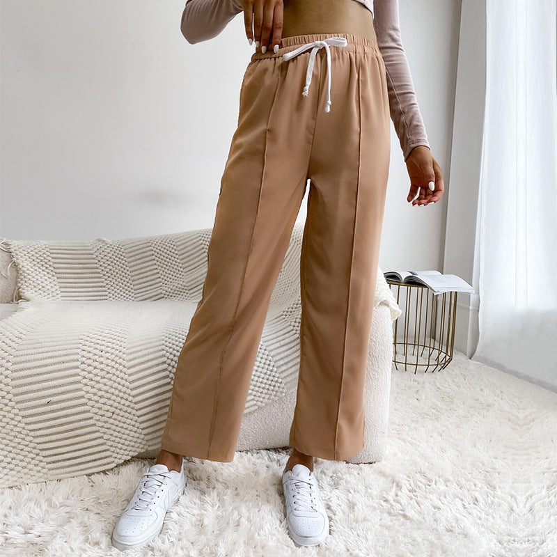 Damen Relaxed-Hose mit Elastikbund, Kordelzug und Bügelfalte Drune