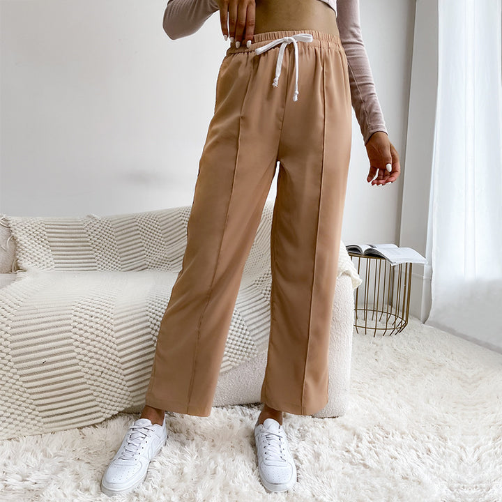 Damen Relaxed-Hose mit Elastikbund, Kordelzug und Bügelfalte Drune