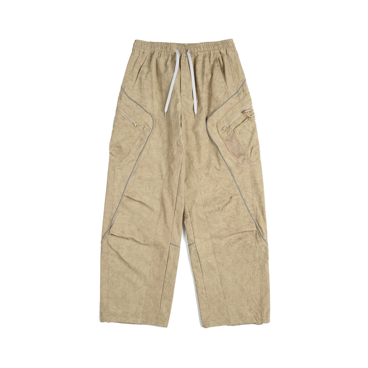 Unisex Cargo-Culotte-Hose mit elastischem Bund, Reißverschlusstaschen und Mesh‑Einsätzen Drune