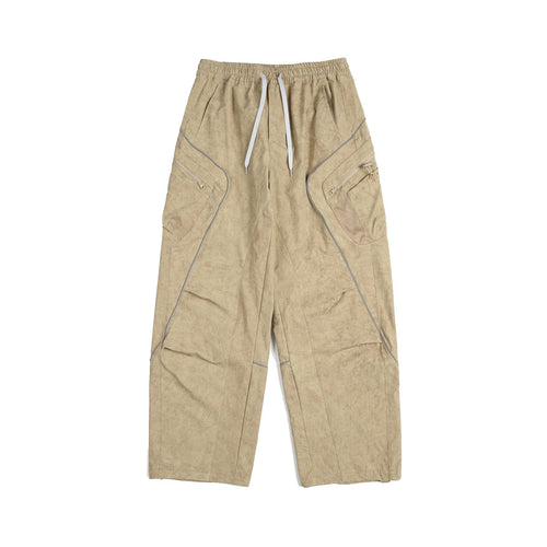 Unisex Cargo-Culotte-Hose mit elastischem Bund, Reißverschlusstaschen und Mesh‑Einsätzen Drune