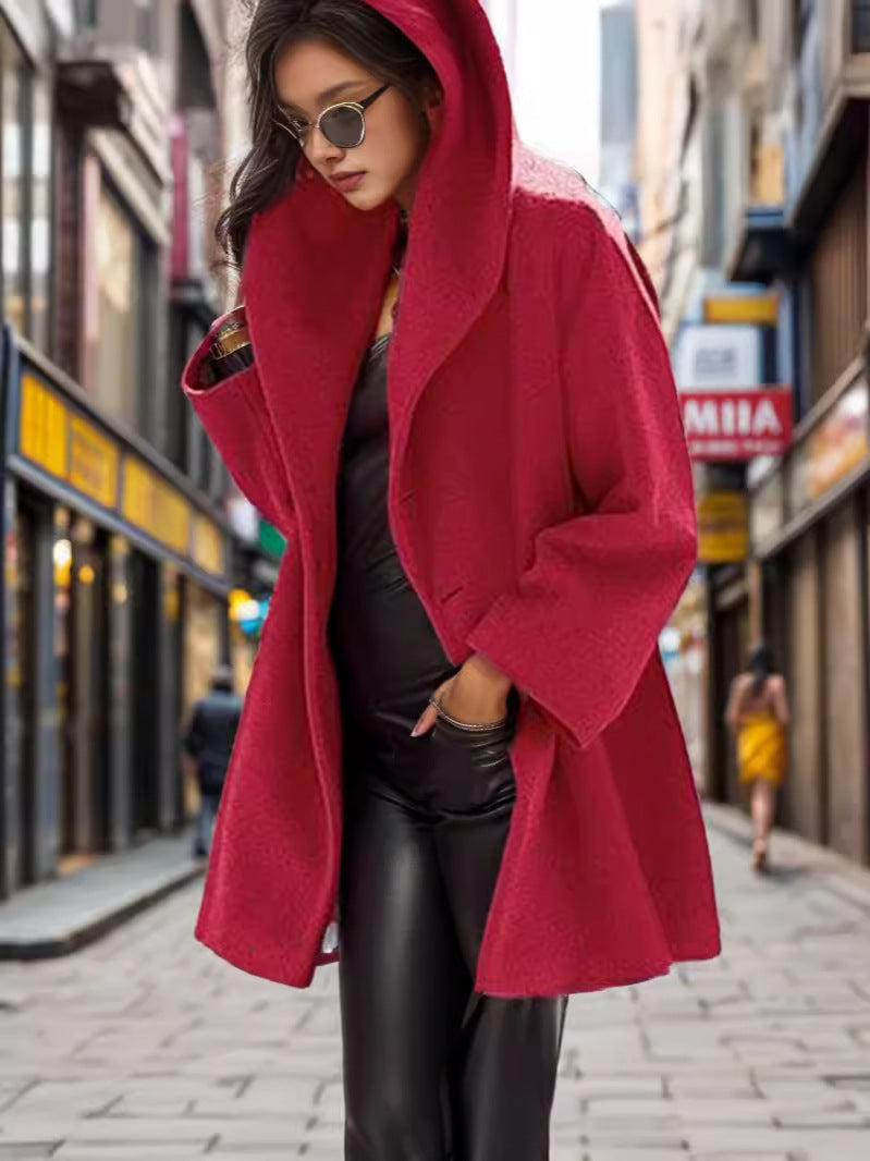 Damen Kapuzen-Teddycoat im Oversize‑A‑Linienschnitt mit überschnittenen Schultern Drune