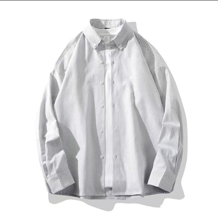 Herren Oversize Button-Down Hemd aus Baumwollmischung mit feinen Nadelstreifen Drune
