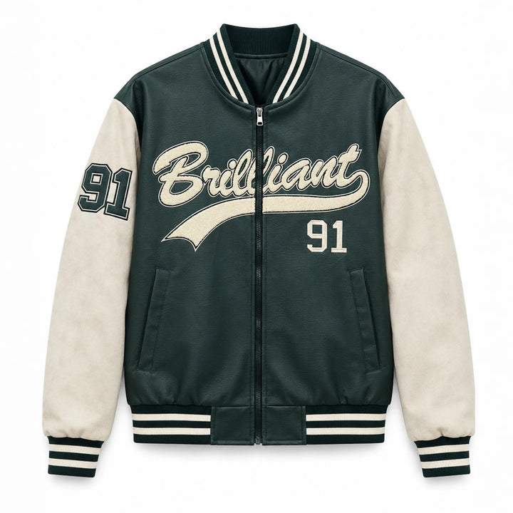 Herren Varsity-Bomberjacke im Letterman‑Stil mit Chenille‑Applikationen Drune