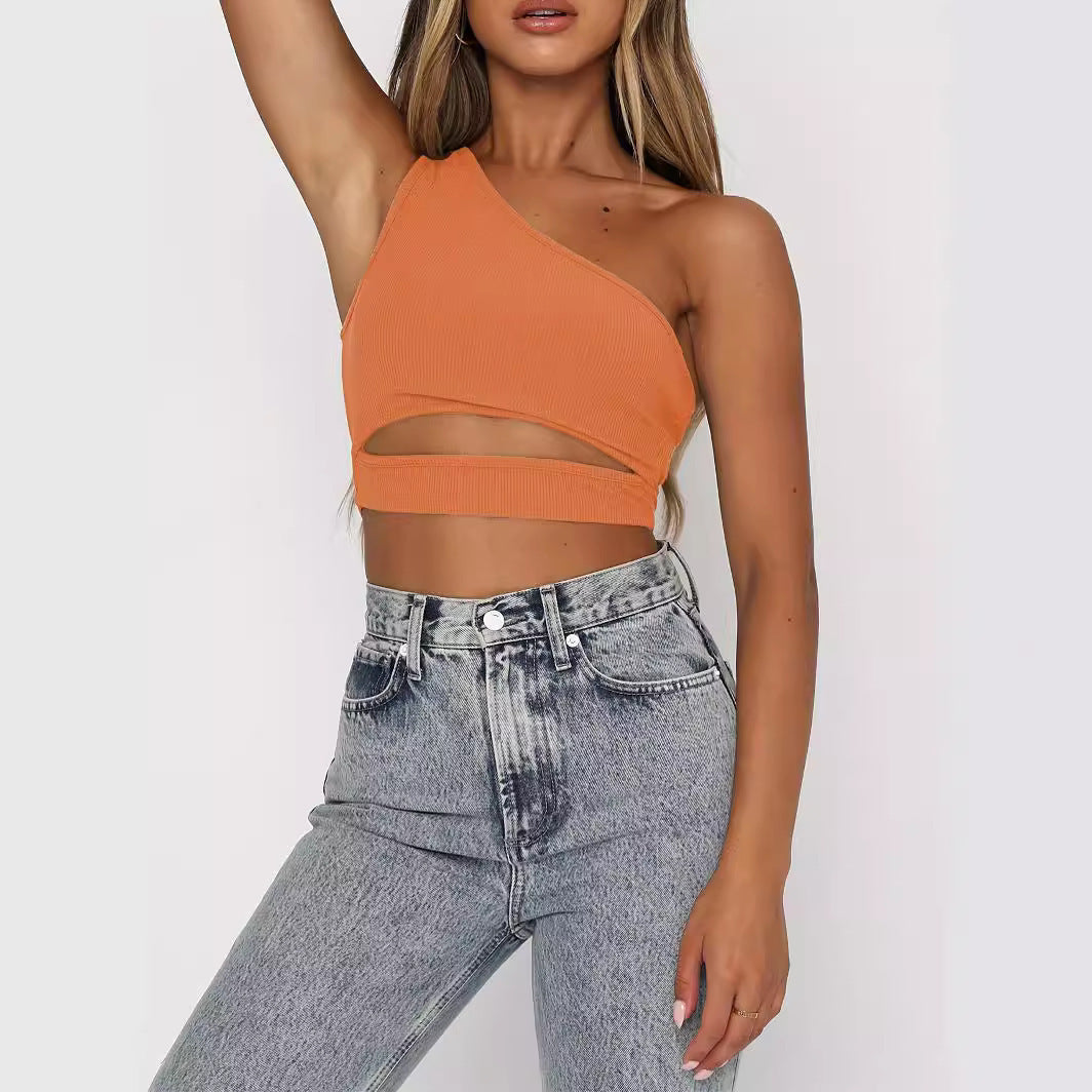 Damen Crop-Top mit asymmetrischem Design und Cut-Out-Details Drune