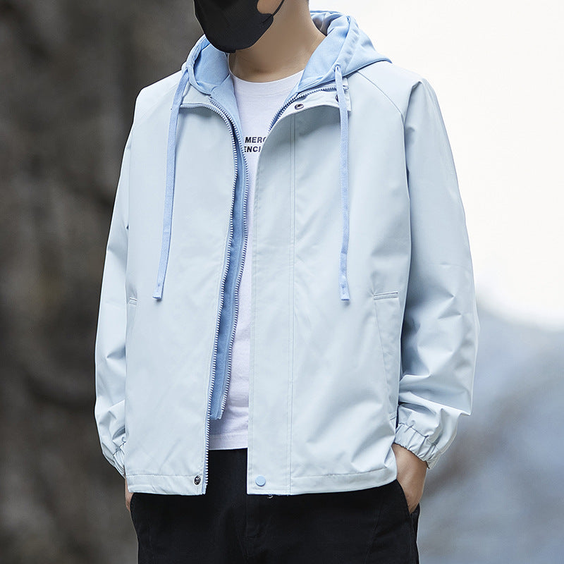 Herren Leichte Regenjacke mit verstellbarem Kapuzenkragen Drune