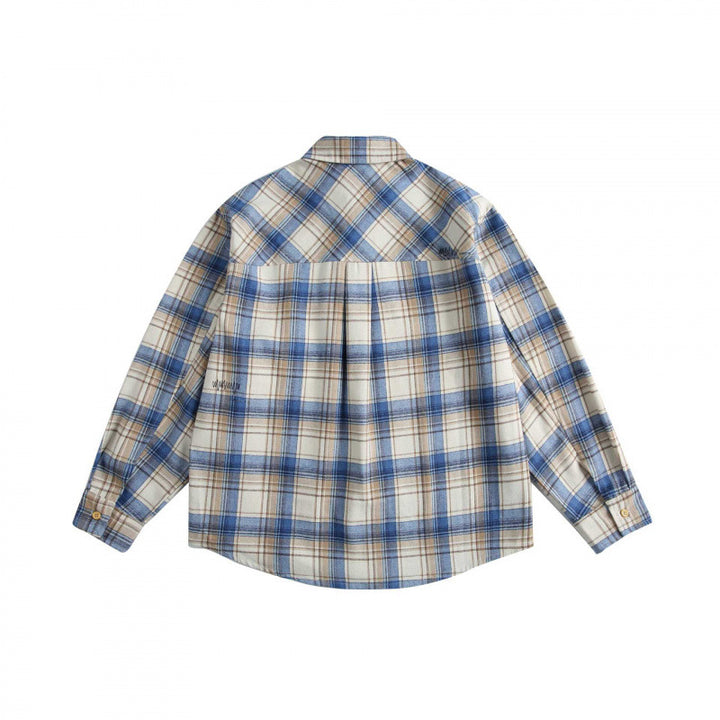 Herren Karierter Oversize-Hemd aus weichem Flanell mit Brusttasche und Rundsaum Drune