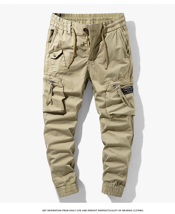 Herren Tapered-Utility-Cargohose mit elastischem Tunnelzugbund, großen Klapp­taschen und gerippten Bündchen Drune