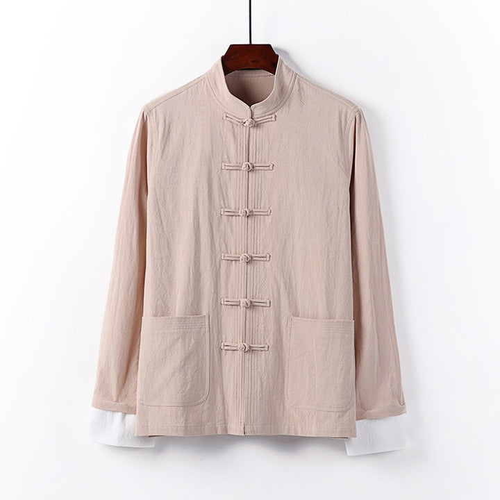 Herren Traditionelle chinesische Tang-Jacke mit Stehkragen und Knotenverschlüssen Drune