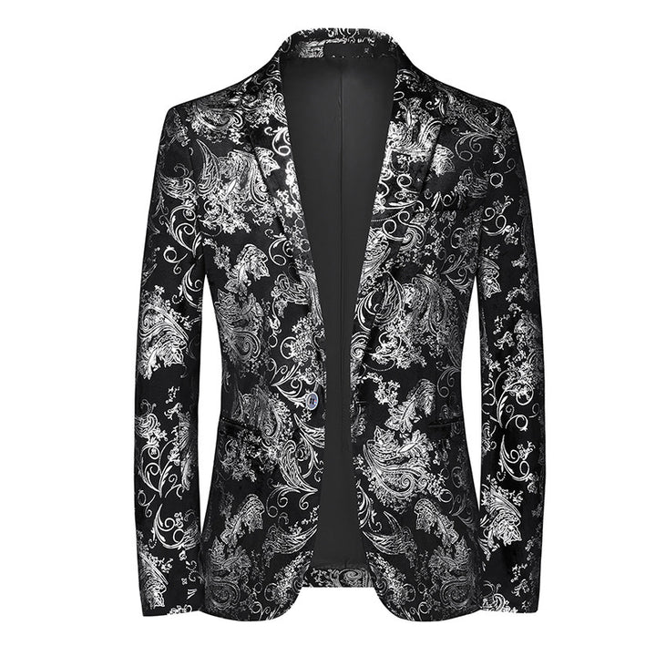 Herren nan ornamentaler Smokingblazer mit Schalkragen, Slim-Fit und edlem Paisley-Druck Drune
