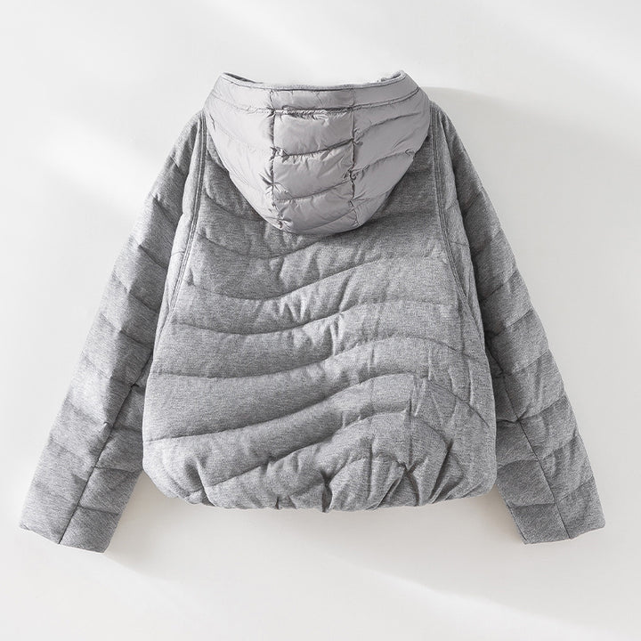 Damen gesteppte Kapuzen-Winterjacke mit tailliertem Gummizug Drune