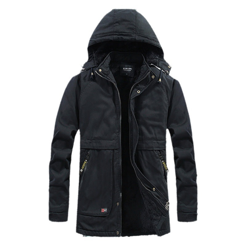 Herren gefütterter Parka mit Kapuze und weichem Teddyinnenfutter Drune