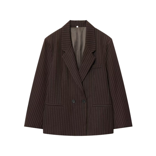 Damen Doppelreihiger Nadelstreifen-Blazer in Oversize-Passform Drune