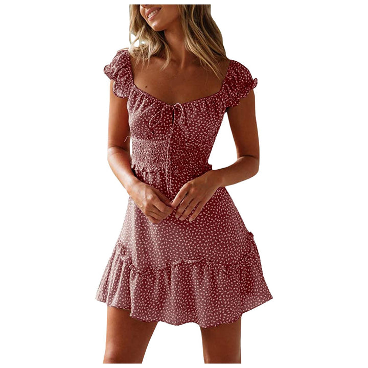 Damen luftiges Minikleid mit Rüschendetails und taillierter Silhouette Drune