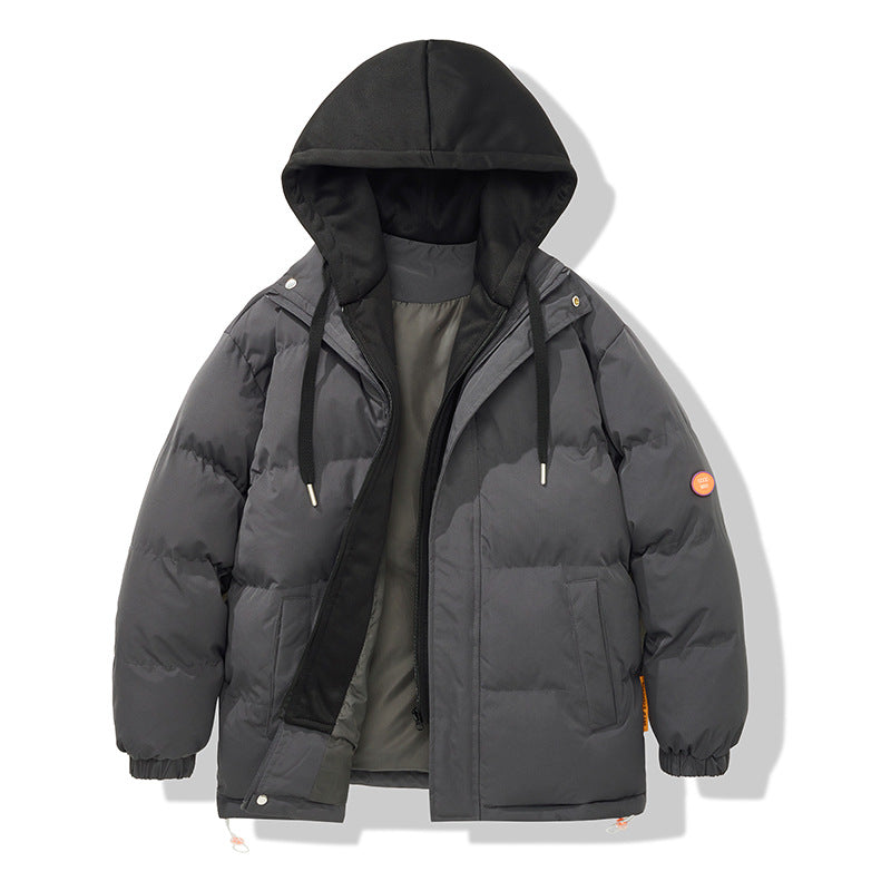 Herren zweilagige Oversized Steppjacke mit integrierter Kontrast-Kapuzeninnenjacke und thermischer Wattierung Drune