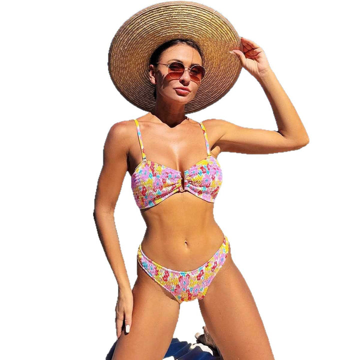 Damen Komfortabler Bikini mit verspieltem Knotendetail Drune