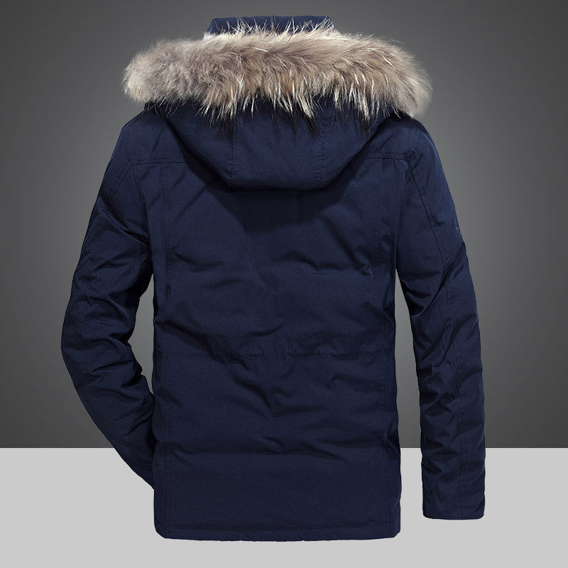 Herren Winterparka mit abnehmbarer Kapuze und Kunstfellbesatz wasserabweisend multifunktionale Taschen Drune