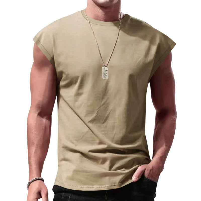 Herren nan lockeres ärmelloses Muskelshirt aus Baumwolljersey mit überschnittener Schulterpartie Drune