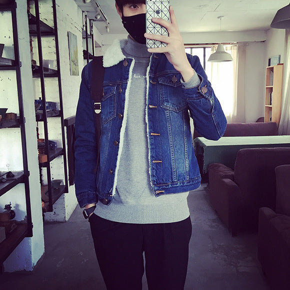 Herren Denimjacke mit Kunstfellkragen Drune
