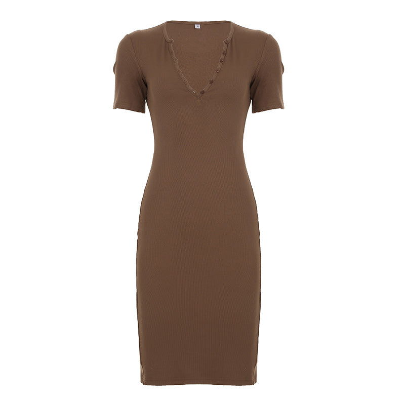 Damen Midi-Kleid mit modernem Knopfleisten-Design und figurschmeichelndem Schnitt Drune