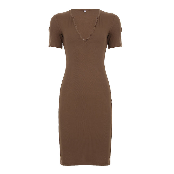 Damen Midi-Kleid mit modernem Knopfleisten-Design und figurschmeichelndem Schnitt Drune