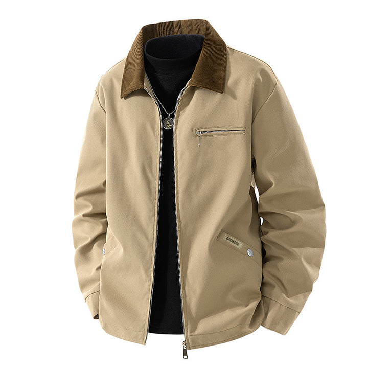 Herren Modische Übergangsjacke mit Cordkragen Drune
