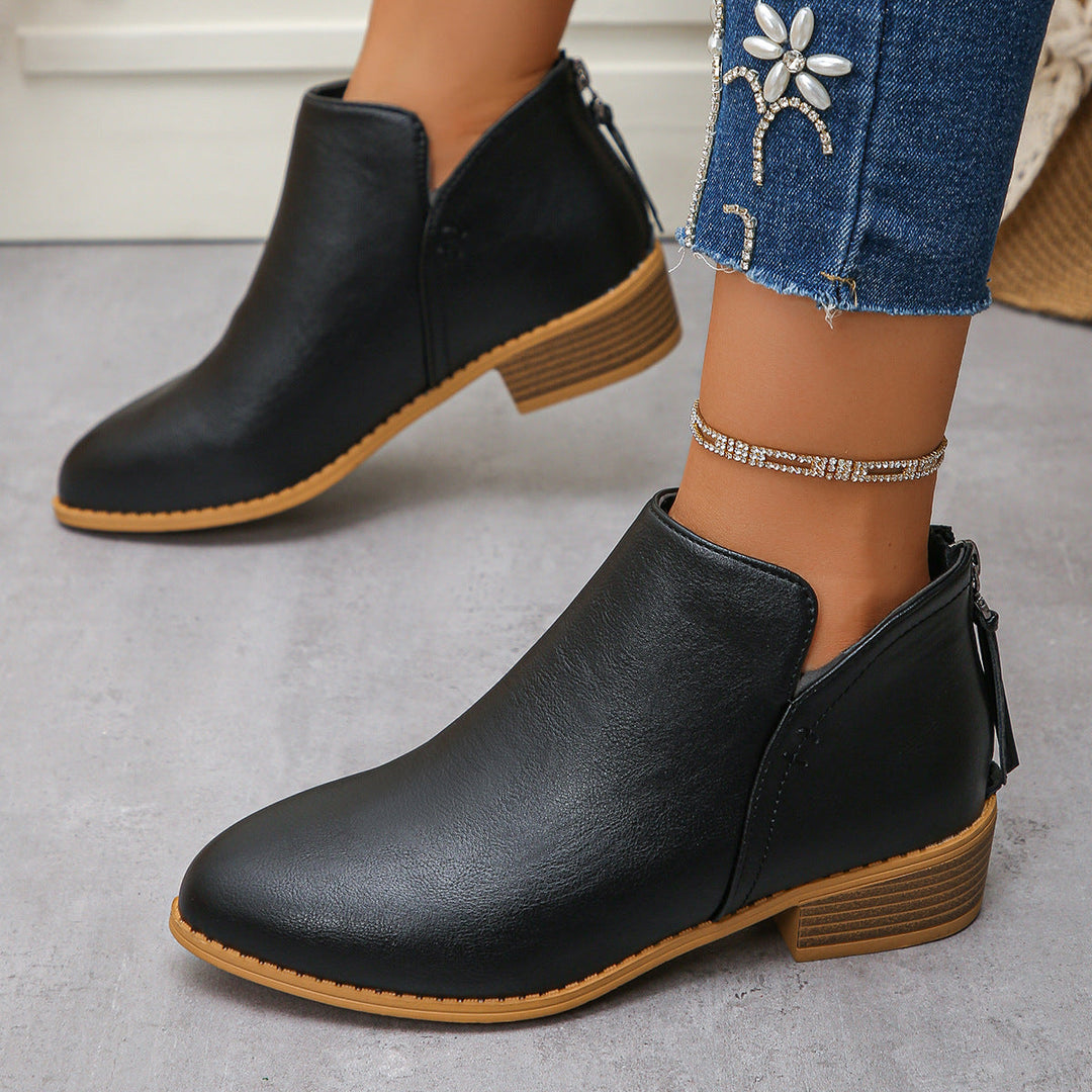 Damen modische Ankle Boots mit seitlichem Reißverschluss und geschmackvollem Design Drune