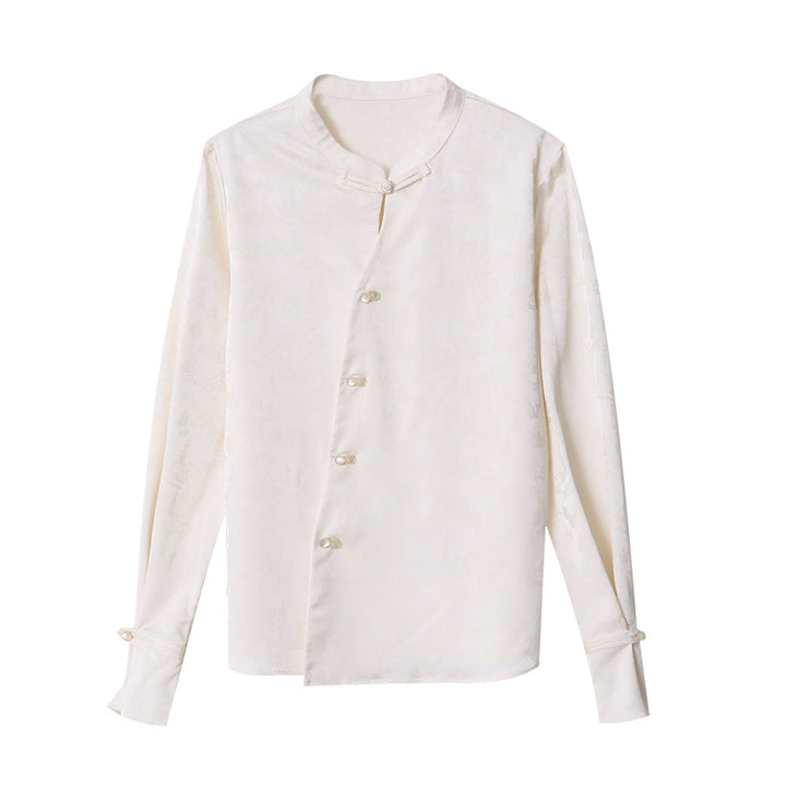 Damen elegante Bluse mit Knopfdetails und ausgefallenem Kragen Drune