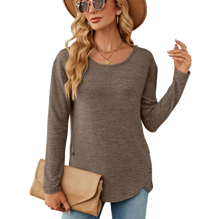 Damen lässiges Longsleeve Oberteil mit modernen Knopfdetails Drune