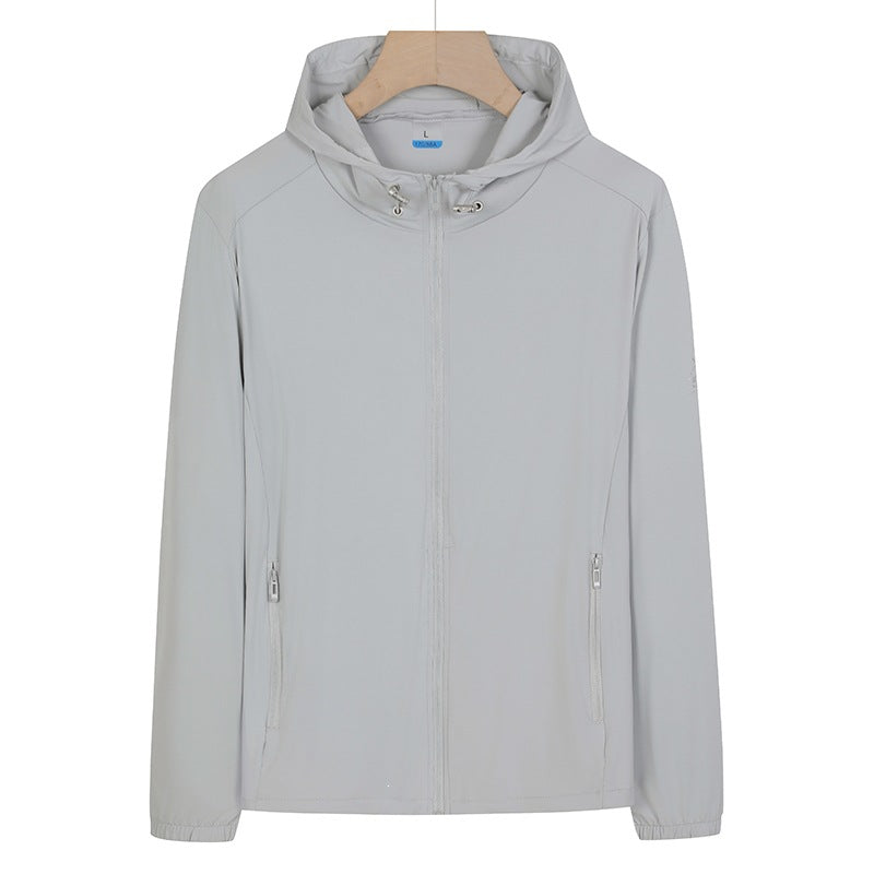 Unisex Leichte wind- und wasserabweisende Kapuzen‑Übergangsjacke mit durchgehendem Reißverschluss, Reißverschlusstaschen & elastischen Bündchen Drune