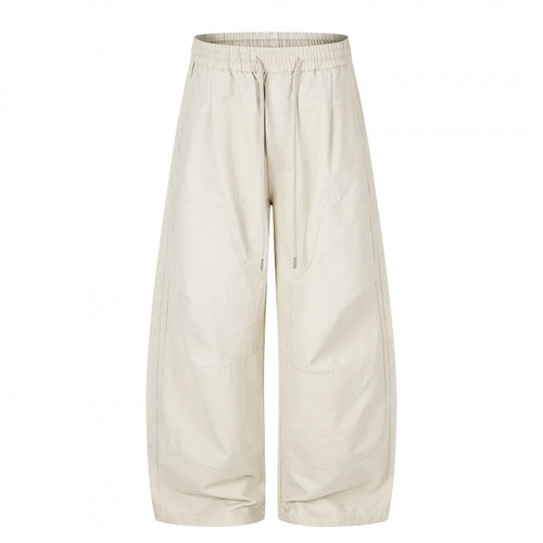 Damen Weite Cropped-Cargo-Hose mit Gummibund, Tunnelzug und aufgesetzten Taschen Drune