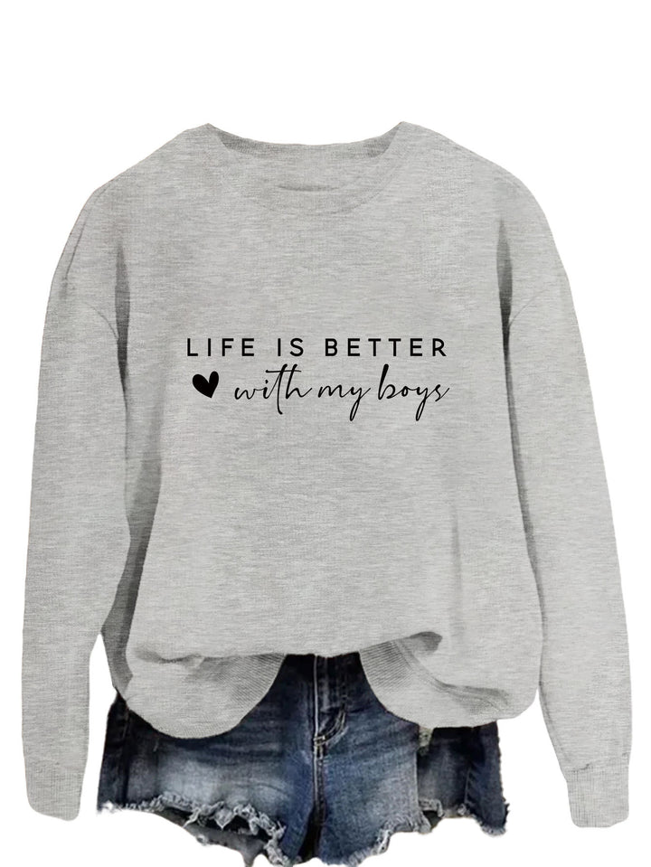 Damen gemütlicher Rundhals-Sweater mit inspirierendem Aufdruck Drune