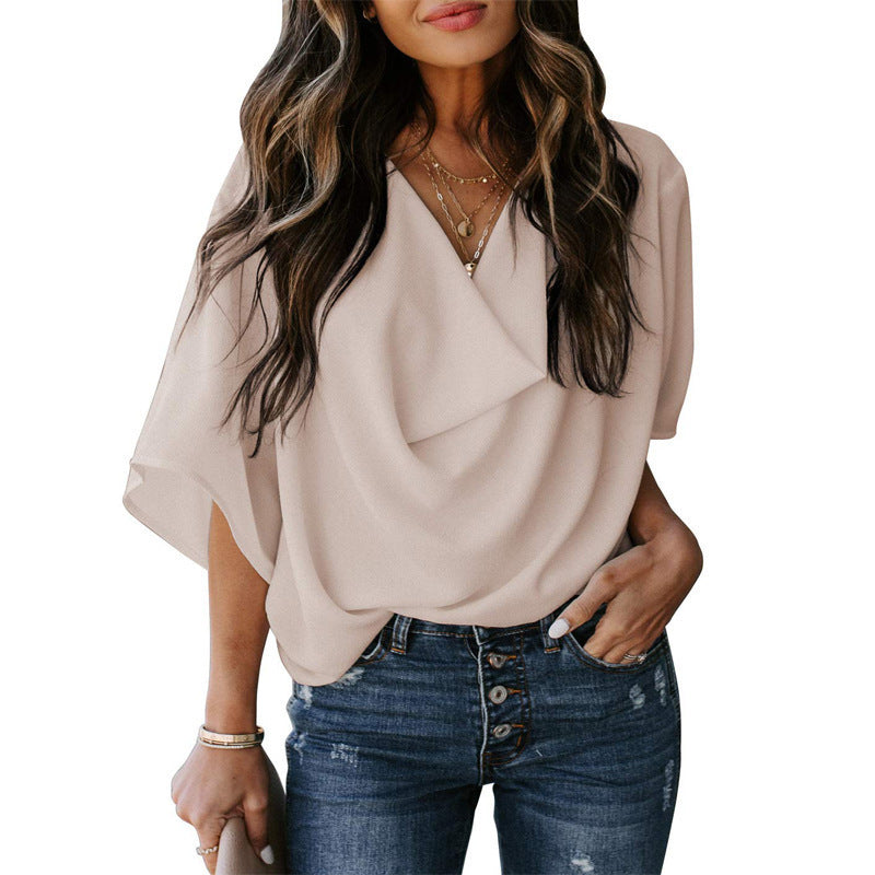 Damen Elegante Drapierte Bluse Drune